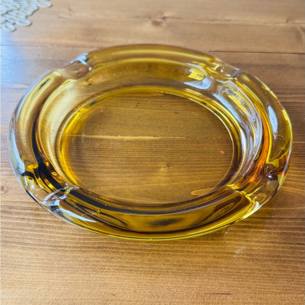 Amber Glass Ashtray / Decorative Dish